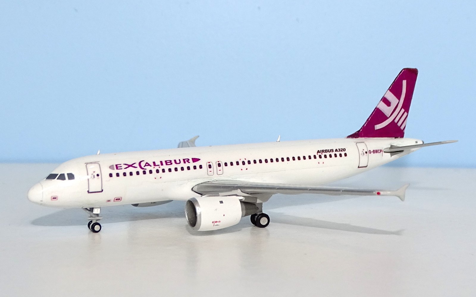 Excalibur Airways Airbus A320 G-BWCP Custom Model using JC Wings A320 mould