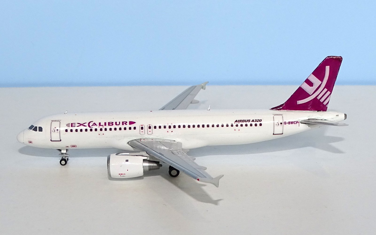 Excalibur Airways Airbus A320 G-BWCP Custom Model using JC Wings A320 mould
