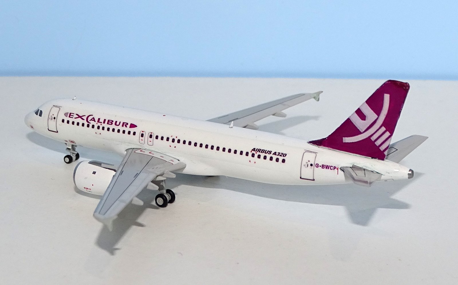 Excalibur Airways Airbus A320 G-BWCP Custom Model using JC Wings A320 mould