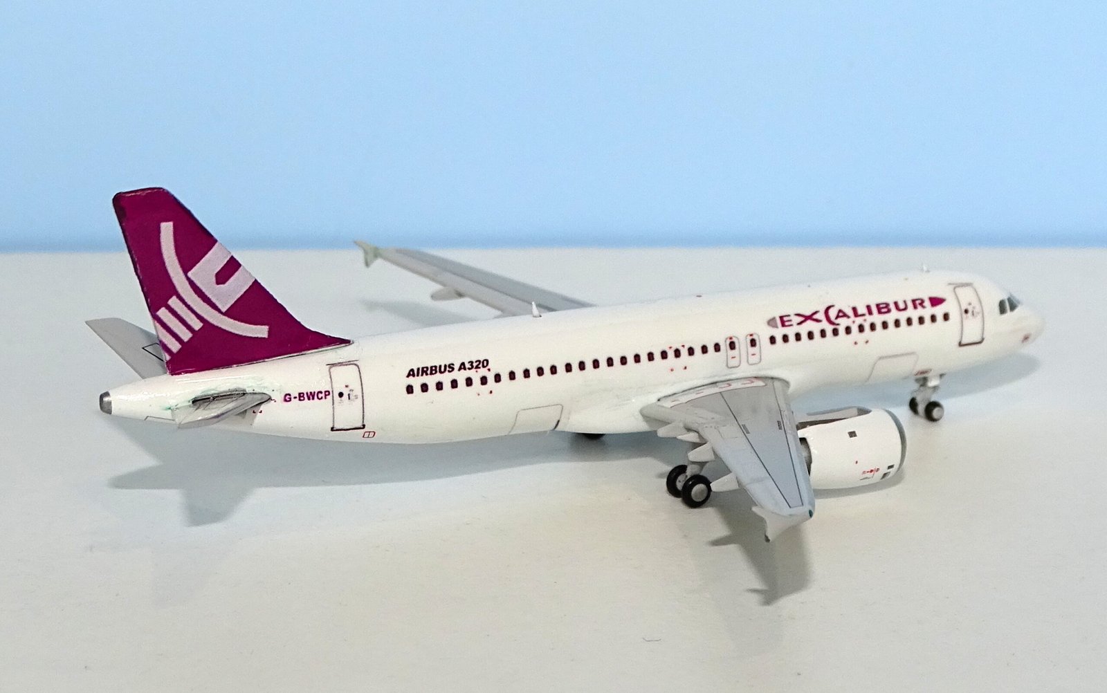Excalibur Airways Airbus A320 G-BWCP Custom Model using JC Wings A320 mould