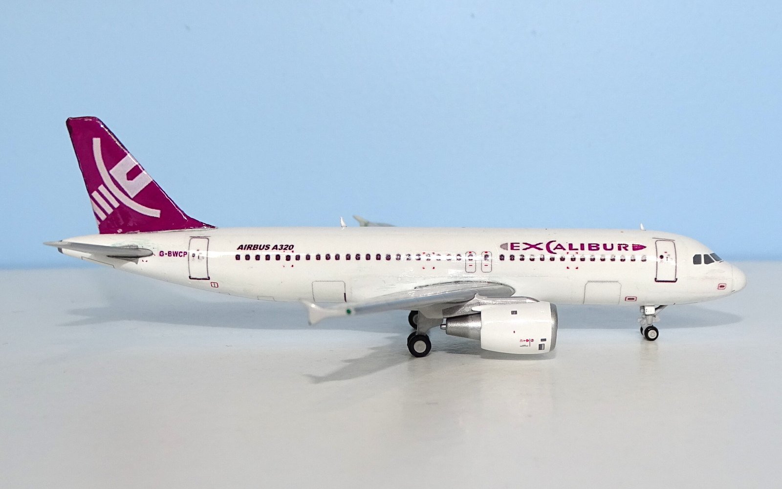 Excalibur Airways Airbus A320 G-BWCP Custom Model using JC Wings A320 mould
