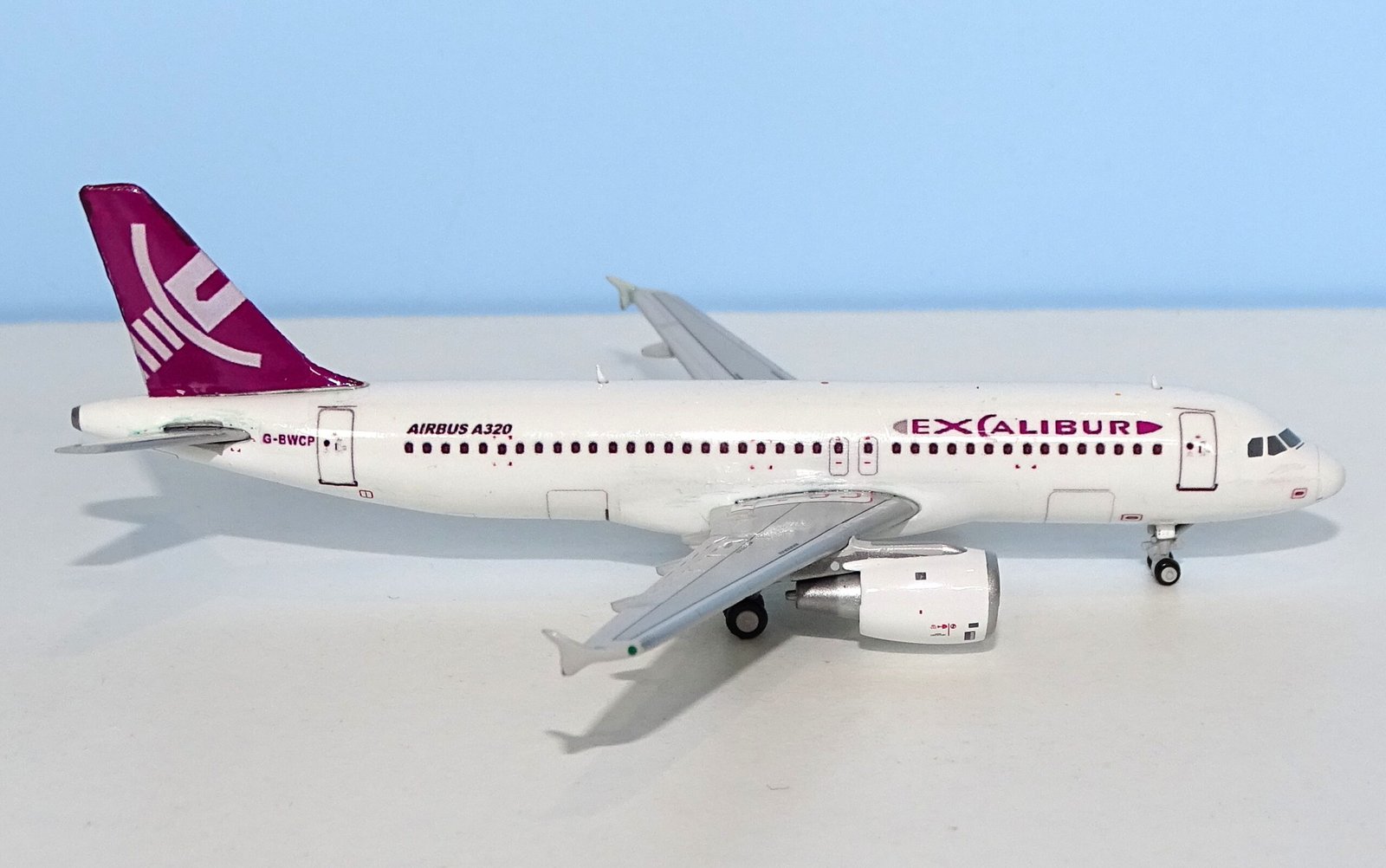 Excalibur Airways Airbus A320 G-BWCP Custom Model using JC Wings A320 mould