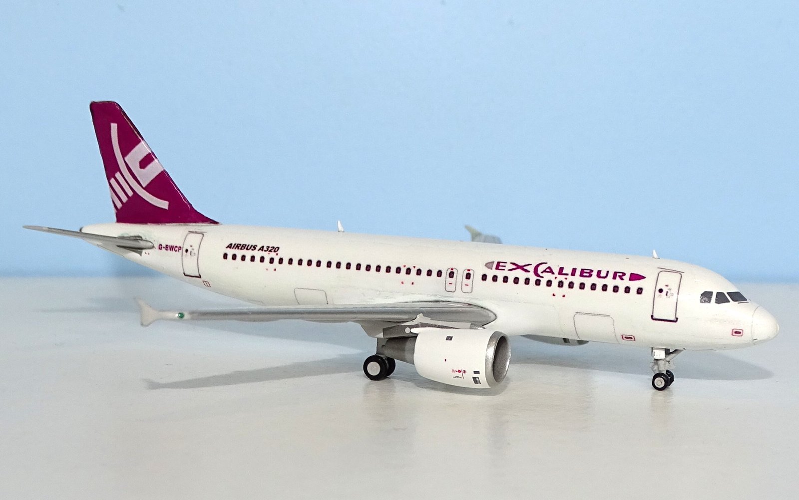 Excalibur Airways Airbus A320 G-BWCP Custom Model using JC Wings A320 mould