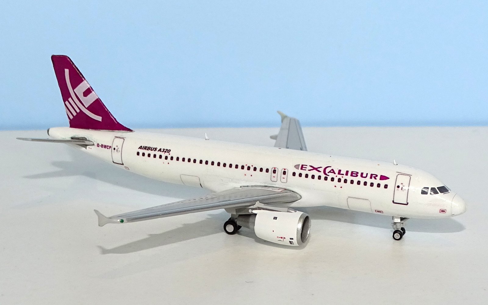 Excalibur Airways Airbus A320 G-BWCP Custom Model using JC Wings A320 mould