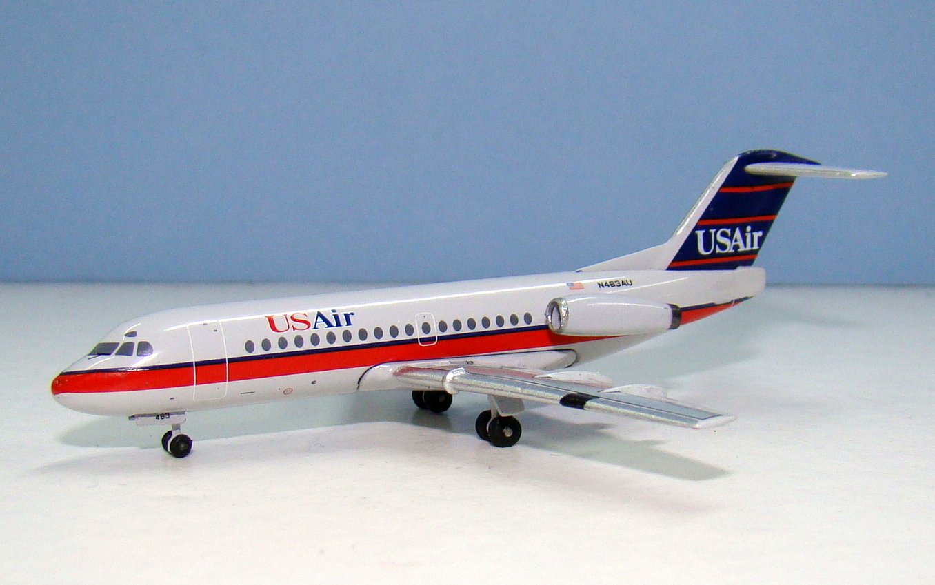 USAir Fokker 28-1000 N463AU Aeroclassics 1:400 Scale Model Airliner