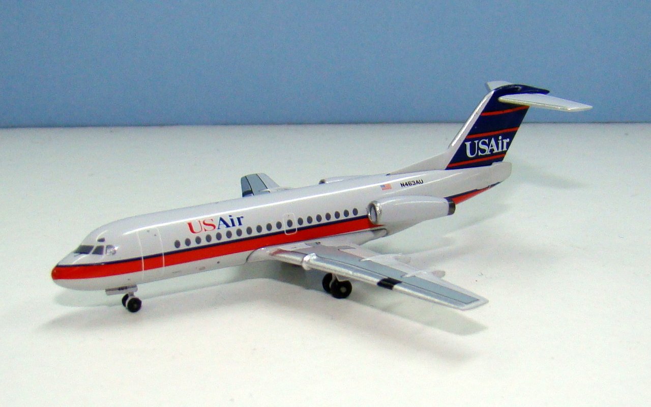 USAir Fokker 28-1000 N463AU Aeroclassics 1:400 Scale Model Airliner
