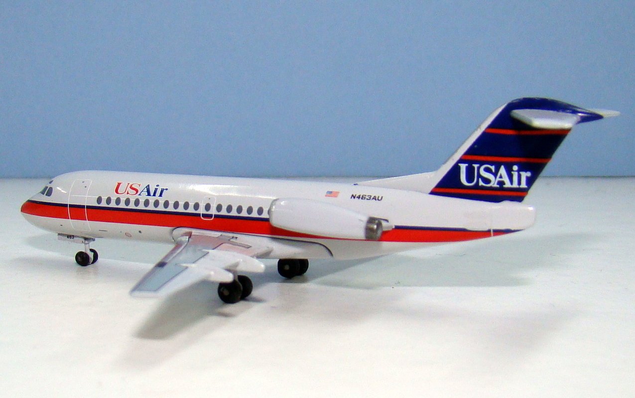 USAir Fokker 28-1000 N463AU Aeroclassics 1:400 Scale Model Airliner