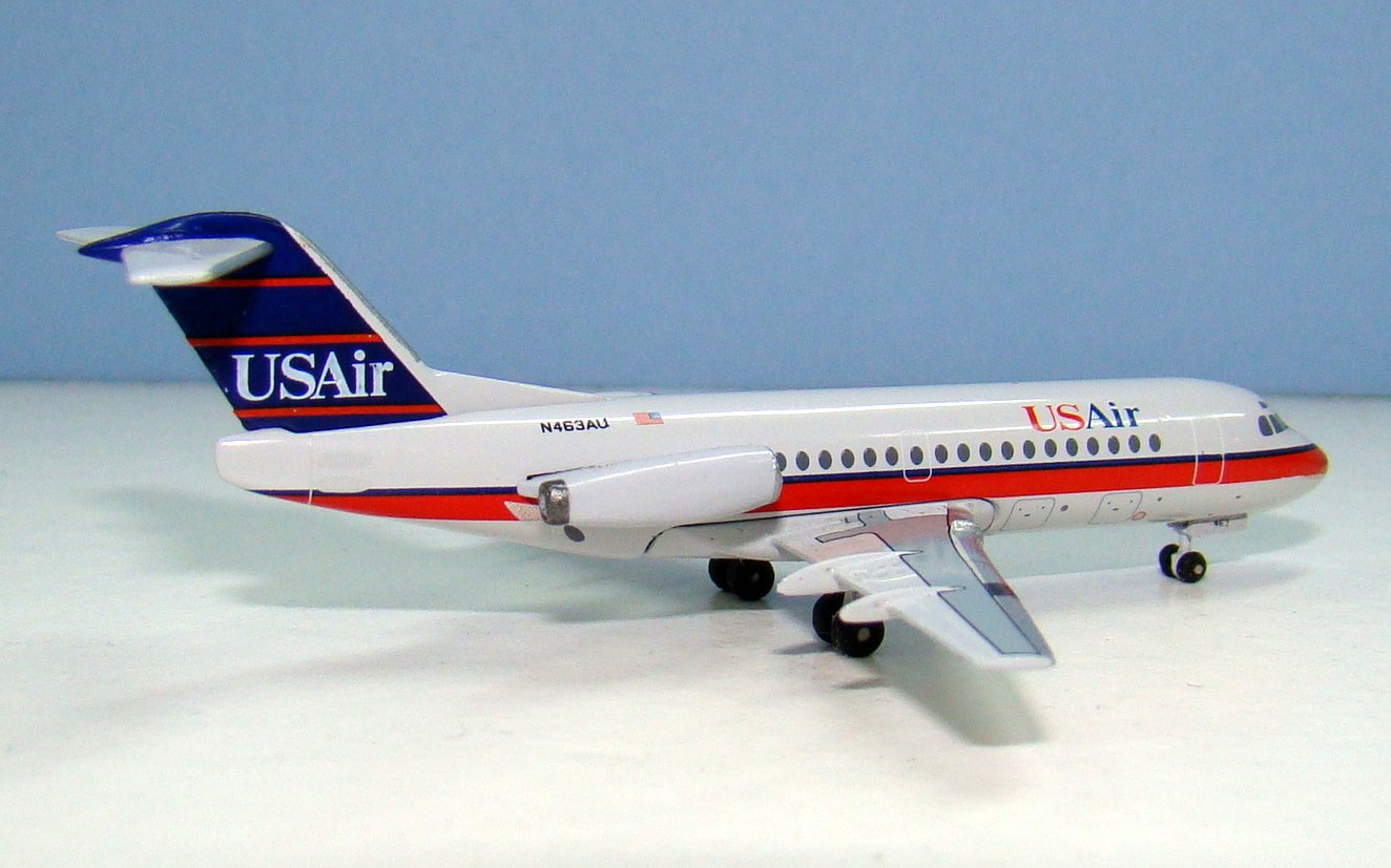 USAir Fokker 28-1000 N463AU Aeroclassics 1:400 Scale Model Airliner