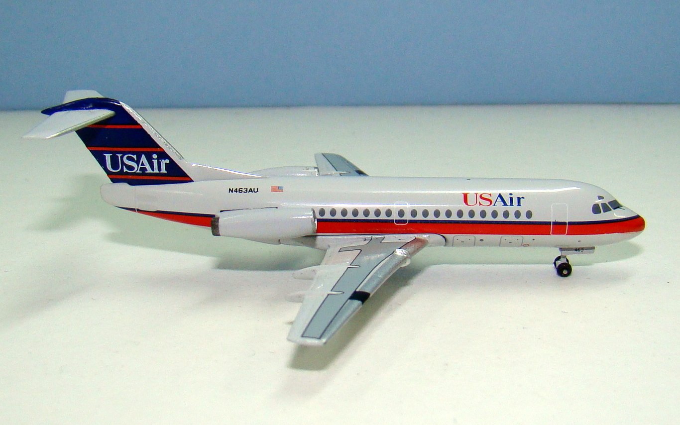 USAir Fokker 28-1000 N463AU Aeroclassics 1:400 Scale Model Airliner