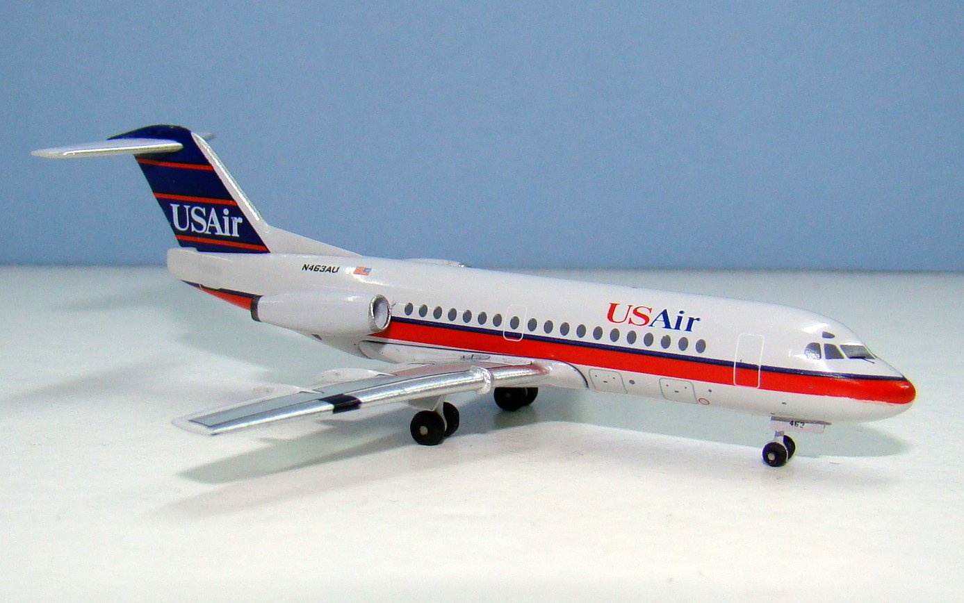 USAir Fokker 28-1000 N463AU Aeroclassics 1:400 Scale Model Airliner