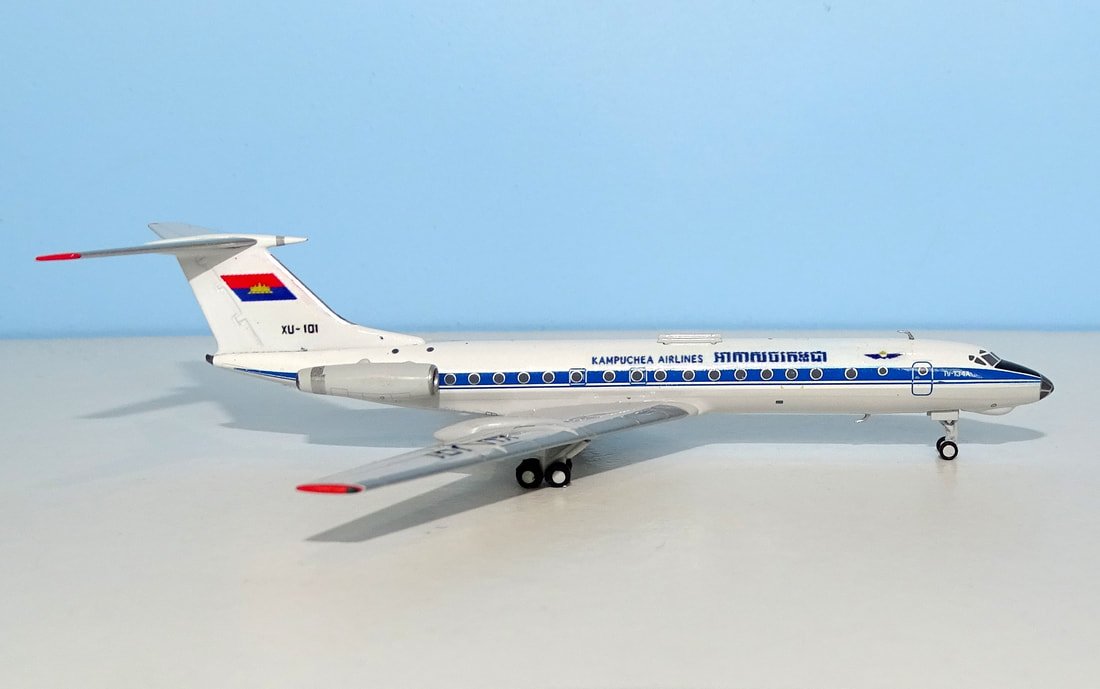 Kampuchea Airlines Tupolev Tu-134AK XU-101 by DT Customs (Panda Models donor) 1:400 Scale