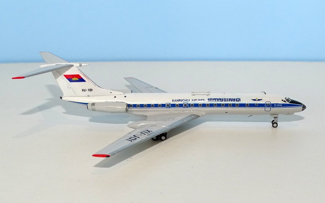 Kampuchea Airlines Tupolev Tu-134AK XU-101 by DT Customs (Panda Models donor) 1:400 Scale