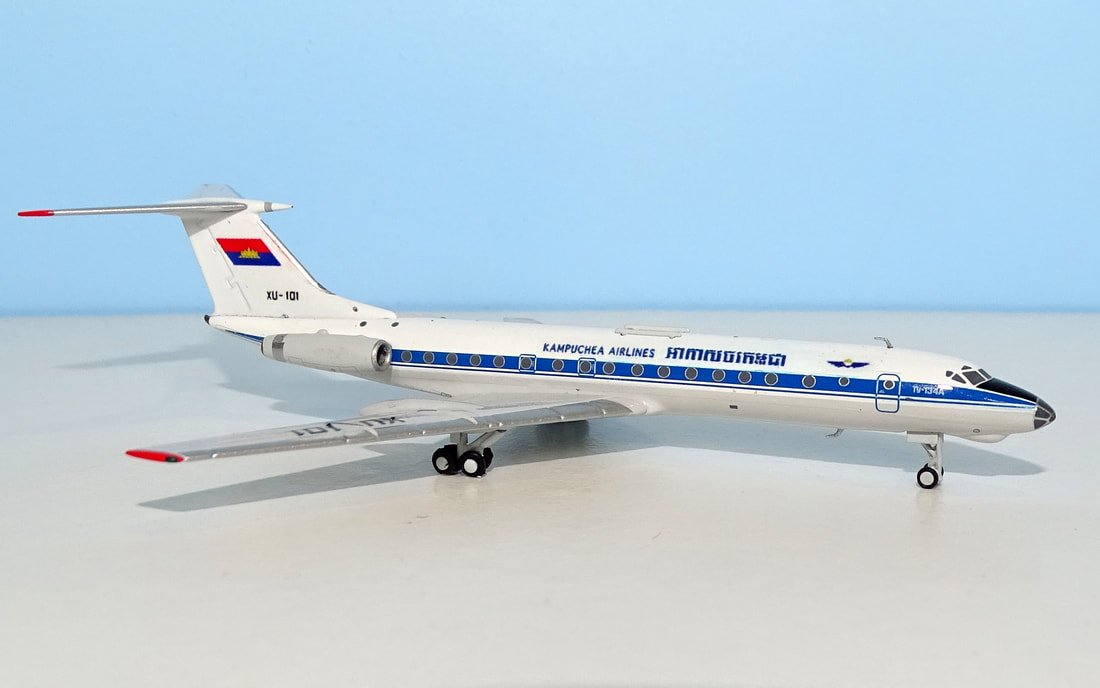 Kampuchea Airlines Tupolev Tu-134AK XU-101 by DT Customs (Panda Models donor) 1:400 Scale